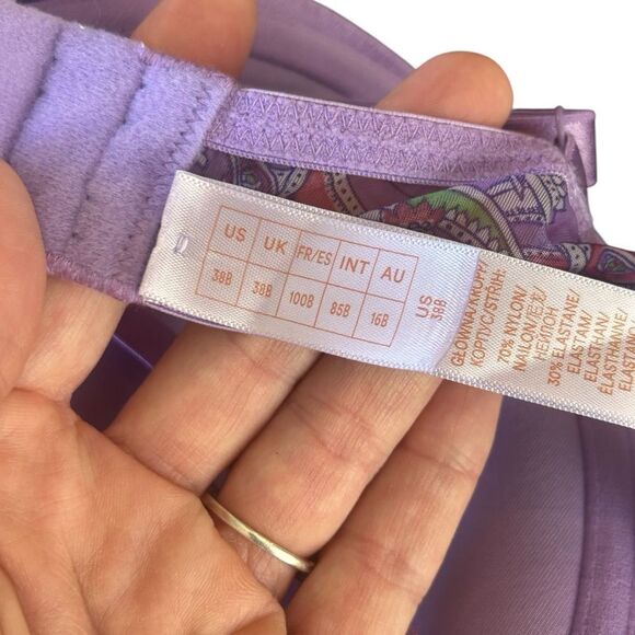 Savage xFenty bohemian Paisley, embroidered cage bra size 38B lavender purple - Picture 7 of 8